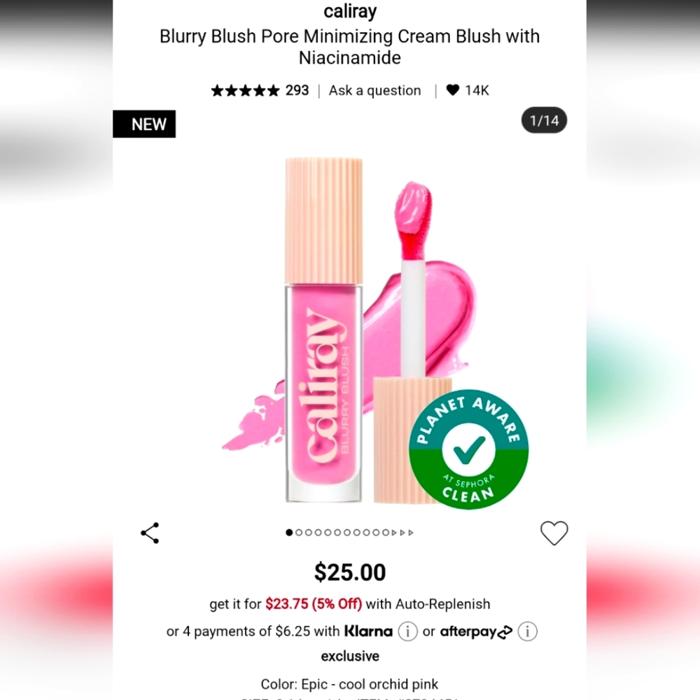 BNIB Caliray Blurry Blush Pore Minimizing